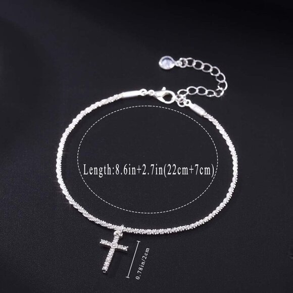 Sterling Silver Ankle Bracelet Dainty 14K Gold Plated Waterproof Beach Jewelry - Picture 3 of 6